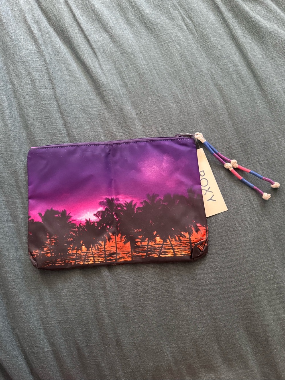 ROXY BYE BYE BABY Tropical Sunset Pouch Bag - Purple, Pink, Orange - Picture 2 of 6